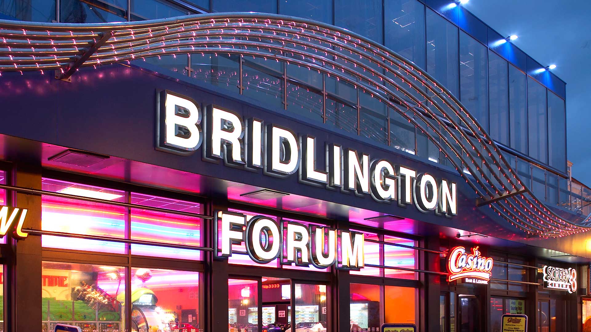 crystal fittings on facade of bridlington forum