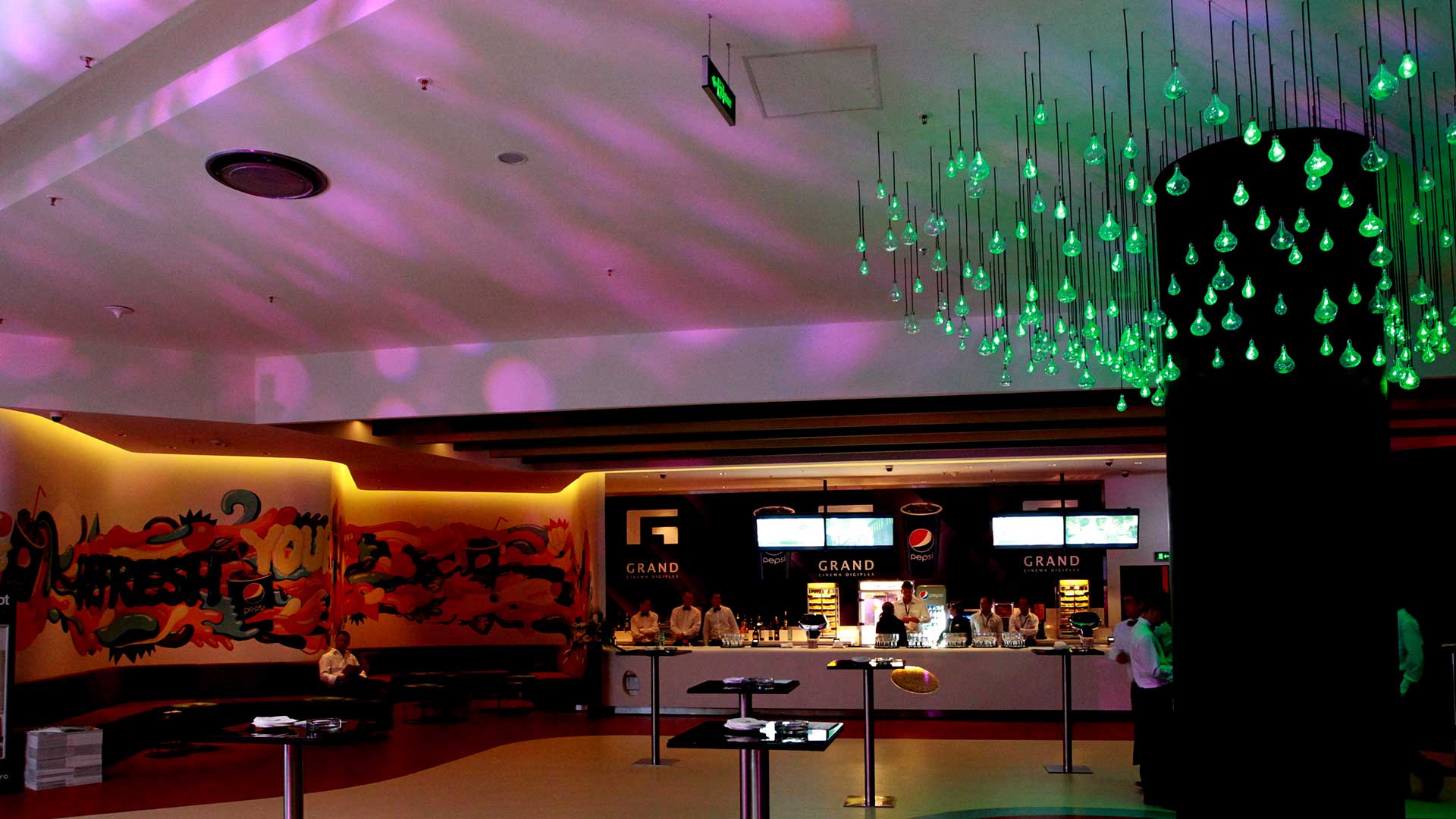 light bulb fibre o-ptic in the grand cinema, bucharest