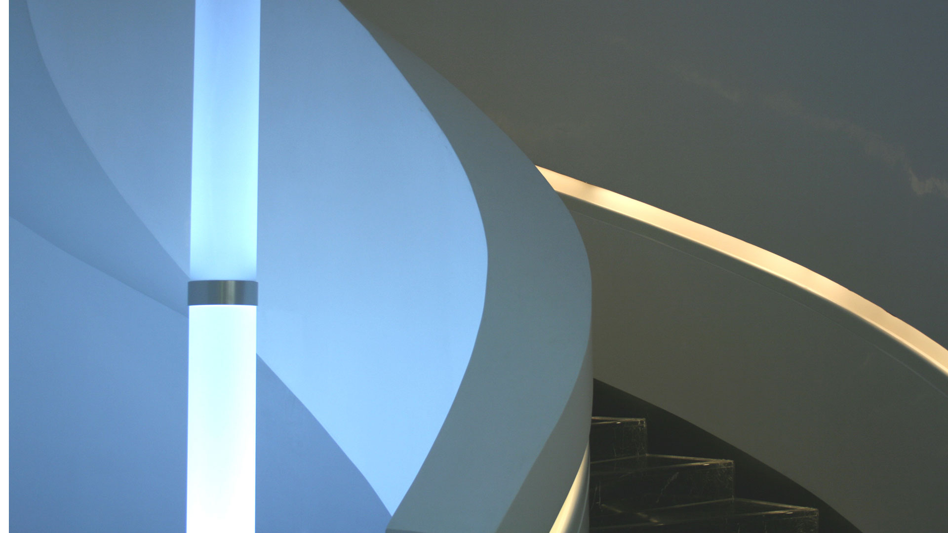 stairwell light tube illuminated by fibre optics
