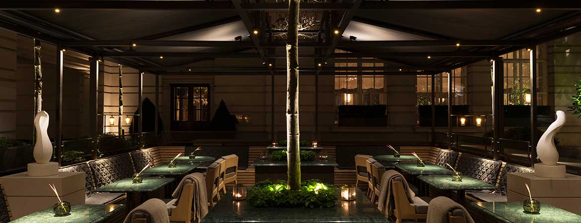 fibre optic lighting in the rosewood hotel terrace, london