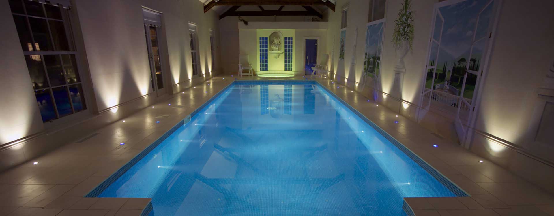 fibre optic lighting in a private pool